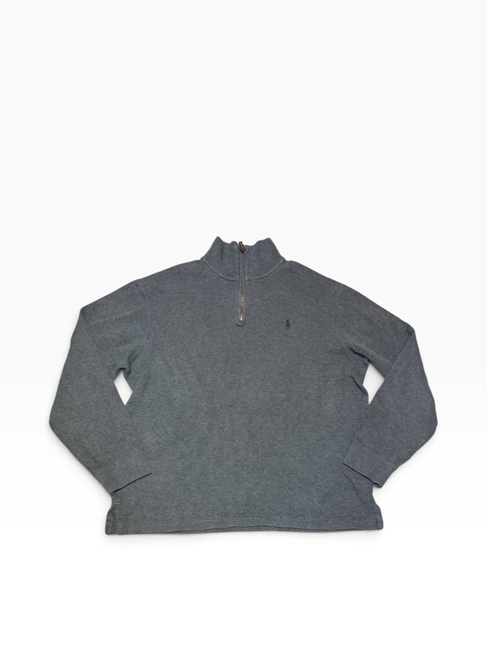 Polo Ralph Lauren Mens L Quarter Zip Pullover Sweater Heather Green Pony Logo